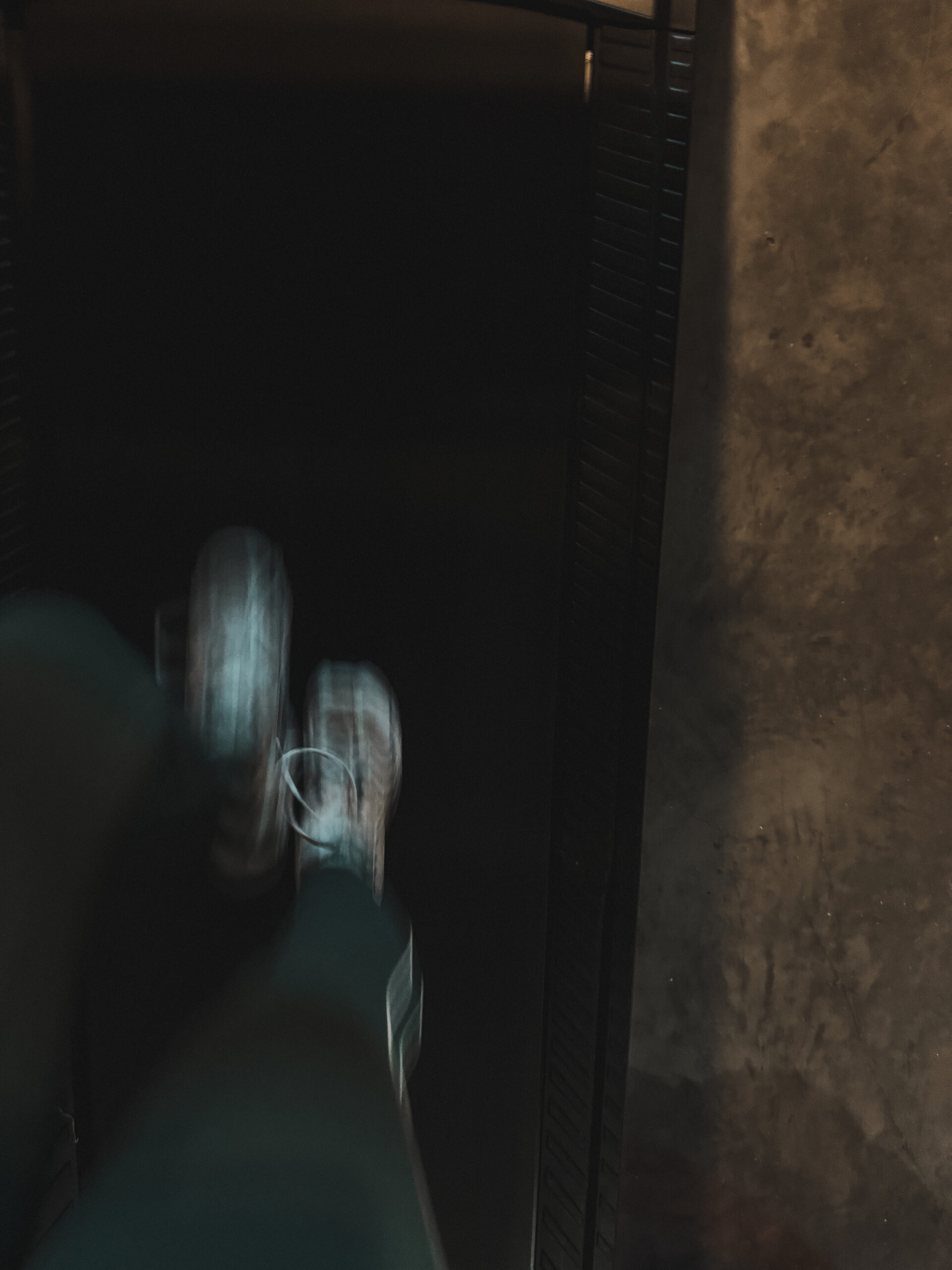 Feet in motion on a walking pad